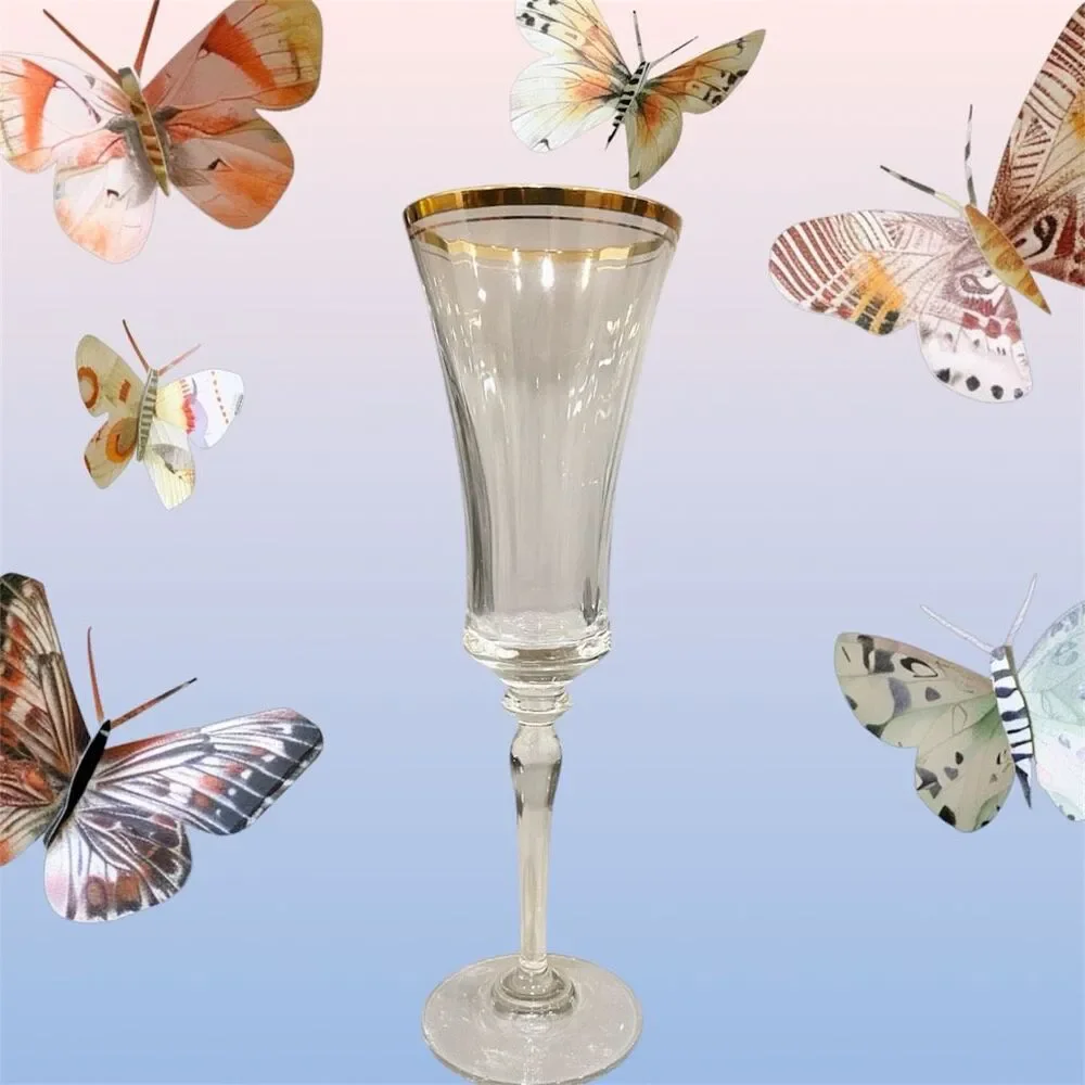 Mikasa Jamestown Gold Trim Crystal Stemmed Champagne Flute Set of 5